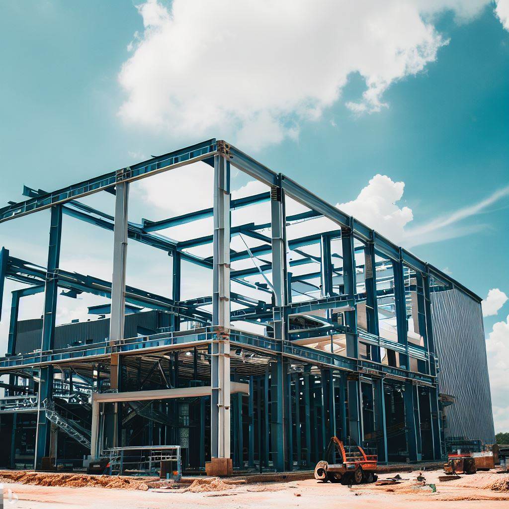 Steel, commercial building being built image